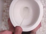 Naked Transgirl Pissing with Non-Op Clit; Two Simultaneous Streams