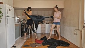 The fun of tearing leather clothes