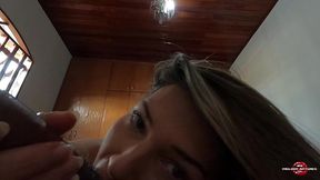 in the room, the dirty blonde shows off her toned body, wets her pink pussy and sits luscious on the skinny dick