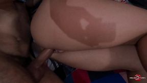 in the room, the dirty blonde shows off her toned body, wets her pink pussy and sits luscious on the skinny dick