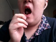 Russian gay teen sucking and playing with popsicle made of his own cum