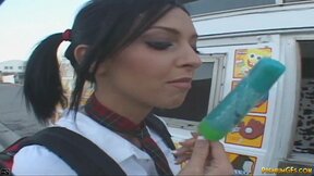 Sweet Stephanie with popsicle Blowjob & Fuckin in Van