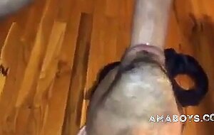 Amateur Latin Guy Takes a Big Cock Deep Throat