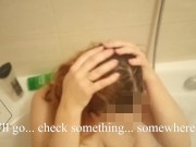 Milf runs out of shampoo during quarantine, so she uses sperm instead