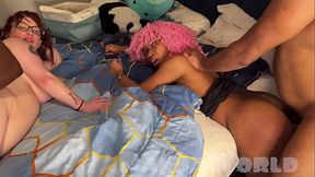 Redhead and ebony sluts take BBCs in their asses