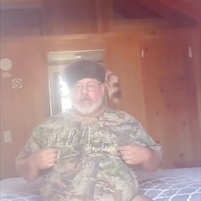 Fat Redneck Jacked off in the Doorway of Country Bear Cabin Camping