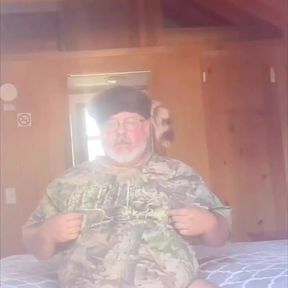 Fat Redneck Jacked off in the Doorway of Country Bear Cabin Camping