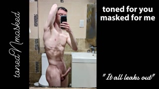 Realistic dildo makes a Toned Twink in jorts LEAK from his holes ["It all leaks out"]