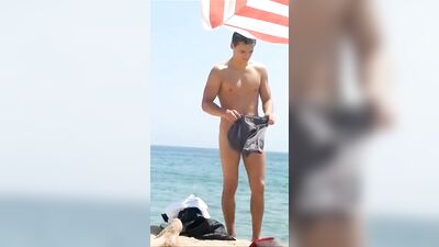 Beach Peeping in Barcelona - A Young Man Exposes Himself on the Beach!