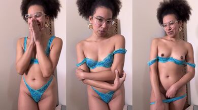 Dick Rating and Teasing in Sexy Blue Lingerie