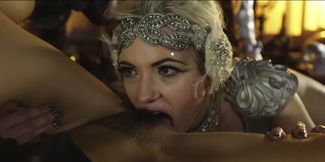 Lesbians lick each other in fantasy oral duo