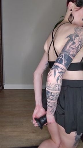 Riding a big dildo in my ass and making myself squirt all over a mirror then fucking my pussy