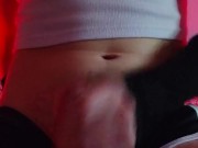 cute femboy in collar jerks off