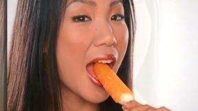 Hot big tits Asian MILF loves sweets & her huge Asian boobs