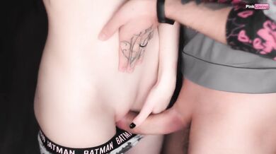 My stepsister rubbing her wet pussy on my dick so I can't resist and fuck her - pinkloving