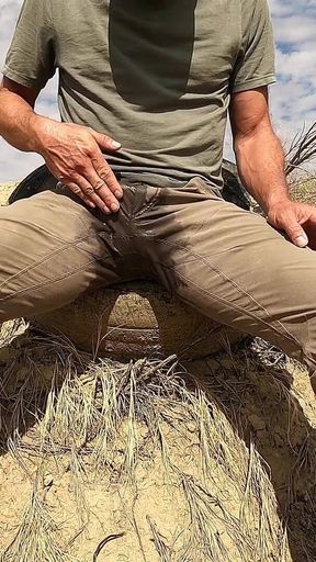 Spraying Piss During Field Work