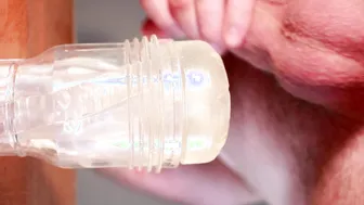 Uncut Cock Fucks Fleshlight and Cums Inside Close Up