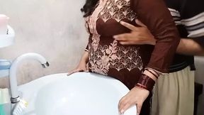 Caught Step Mom cleaning the washroom and romanced her - video talk in hindi Audio