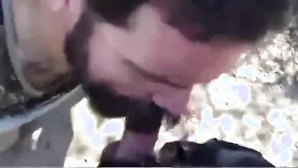 Bearded Bear Daddy Gets Sucked and Fucked Outdoors