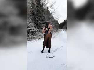 In the snow with underware