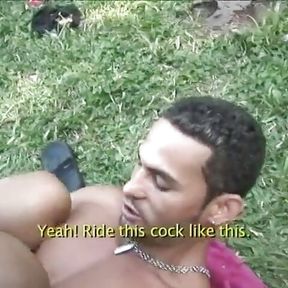 Muscular Stud Alex Leite Drills Ass of Nasty Stud Victor Manzini Outdoors