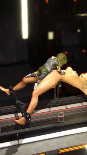 Key moment from &quot;Hot sex with alien. A sexy blonde has crazy fuck with a green alien in a spaceship&quot;