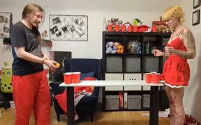 A Naughty Couple Is Playing a Game of Strip Pong