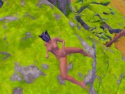 Chica peluda se masturba en la naturaleza y se corre con salpicaduras | chorro | animación