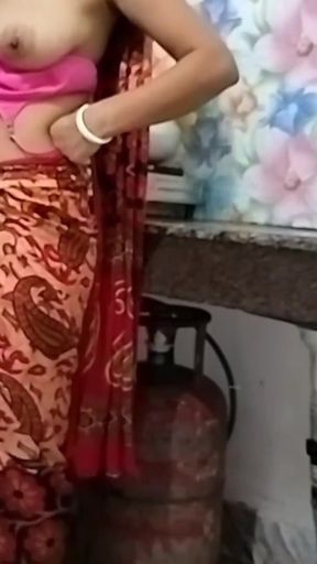 Memorable moment from &quot;Sky Blue Saree Indian Wife Fuck with kitchen in devar ke saath&quot;