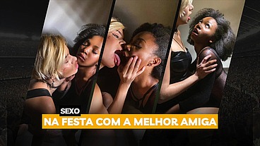 Duas amigas fazem sexo enquanto se vestem para festa de música eletrônica