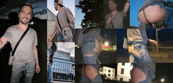 Walking through the city in bottomless Jeans