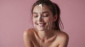 Sara's Eyes Closed With A Smile, Drenched In Cum