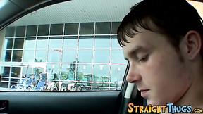 ”Skinny straight thug jerks off in the car & at his home”