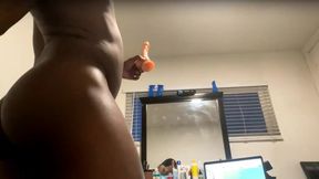 Black Ass Melts Fast with White Dildo Warmth