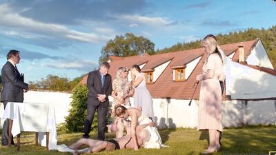 BRIDE4K. Shy bride with natural tits is fucked roughly in front of everyone in public