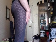 Transgender Boy in stockings while jerking off with a sensitive Big Cock
