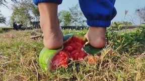 Crushing a whole watermelon barefoot-Rose’s feet Kingdom