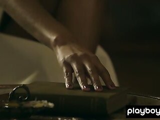 Glamorous naked Brazilian hottie Bruna Rocha touches her juicy ebony pussy