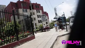 Hot street vendor accepts milky proposal and rides big cock