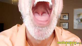 Your giant daddy Richard Lennox asked to inspect what is stuck in your throat