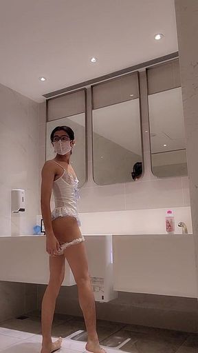 Ballerina Exhibitionist Play with Dildo in the Toilet