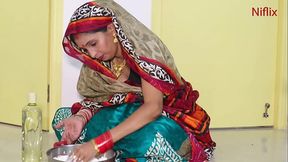 Indian Unsatisfied Housewife Fucked In Kitchen While Cooking