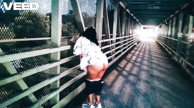 Milf biker rides solo on bike path bridges highway getting watched