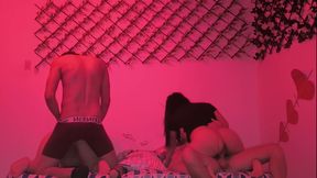 Two couples fuck simultaneously with cheap whores from India