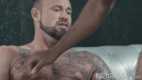 ”Tatted jock Michael Roman willingly endures getting banged by a ebony shaft”