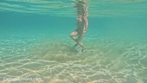 Carissa snorkeling nude in Maui jumping waves diving underwater and playing underwater