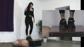 Slave's Orgasms Under Mistress Cleo's Platform Shoe Pp