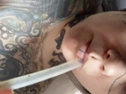 Smoking big tit milf