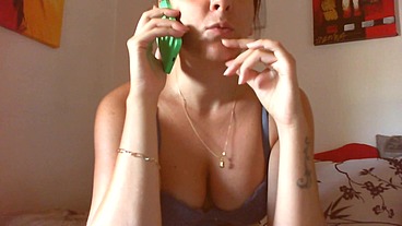 Nicoletta's slave on cell phone real phone call