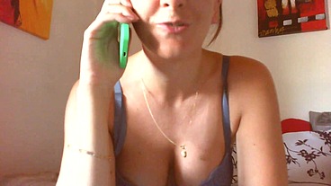 Nicoletta's slave on cell phone real phone call